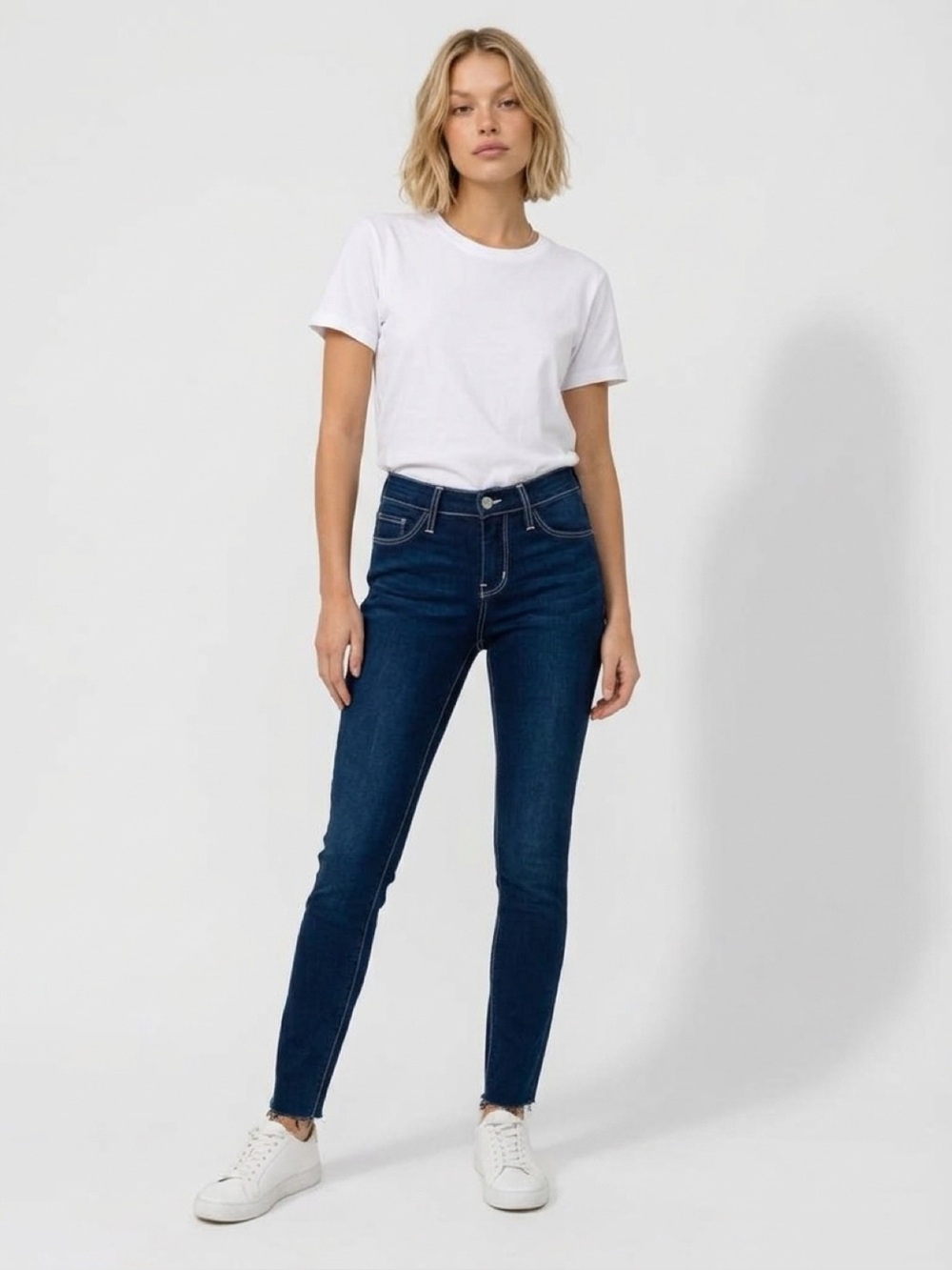 FLYING MONKEY Dark Sea Xtra Lycra Ankle Skinny Jeans Size 25 Mid Rise JL58